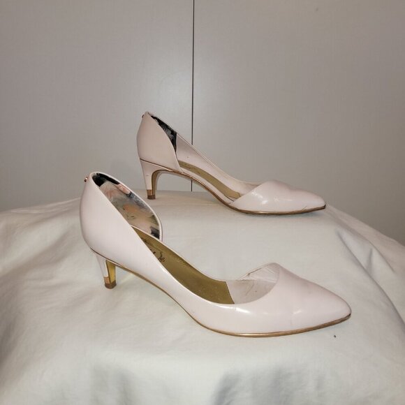 Ted Baker Zenadia Patent Leather Kitten Heels in Pastel Pink Size 6.5 - Picture 2 of 12